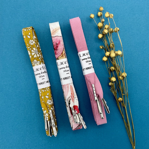 Lacets baskets vieux rose jaune moutarde fleurs fantaisie - Dont Forget Melanie