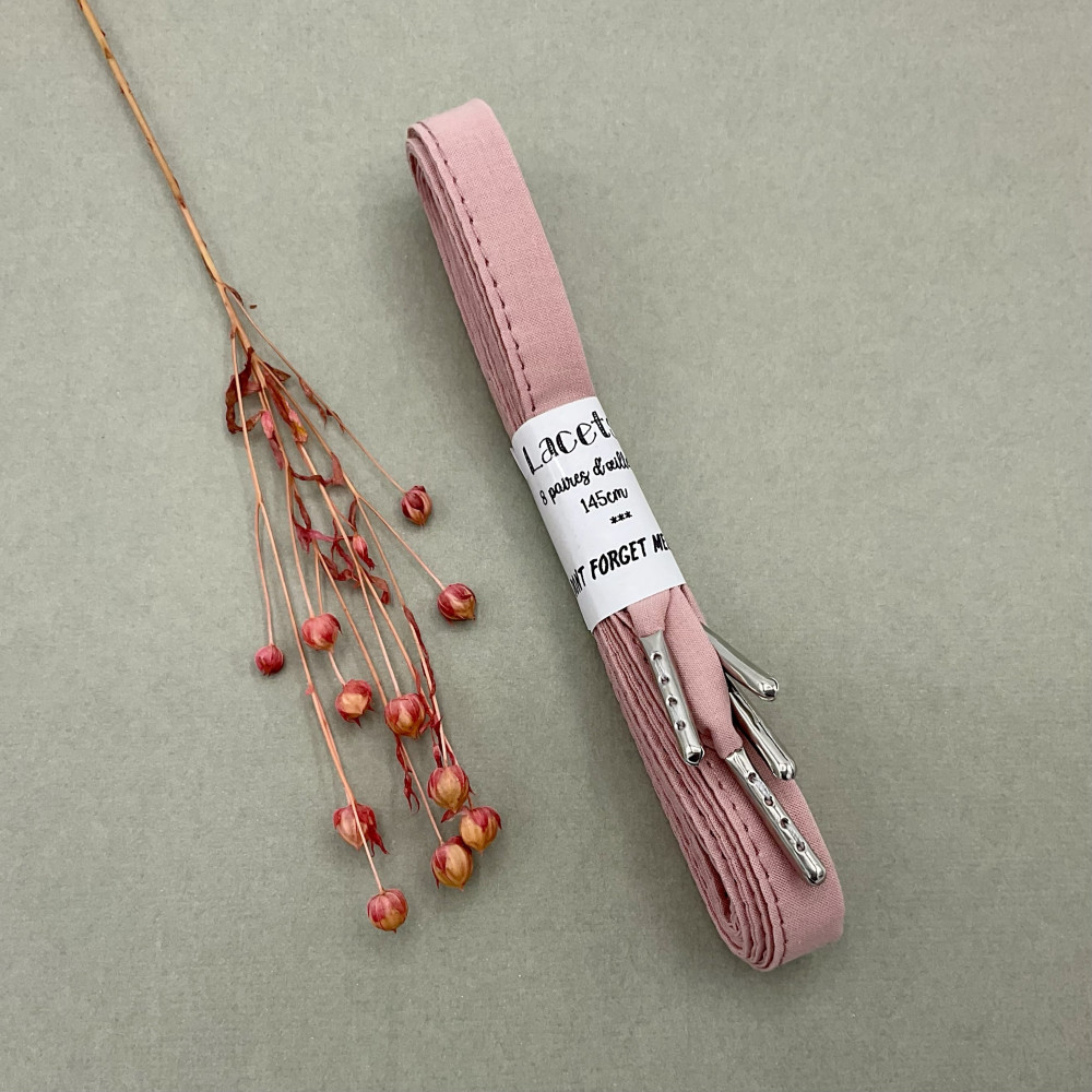 Lacets français tissu uni rose poudré mariage baskets - Dont Forget Melanie