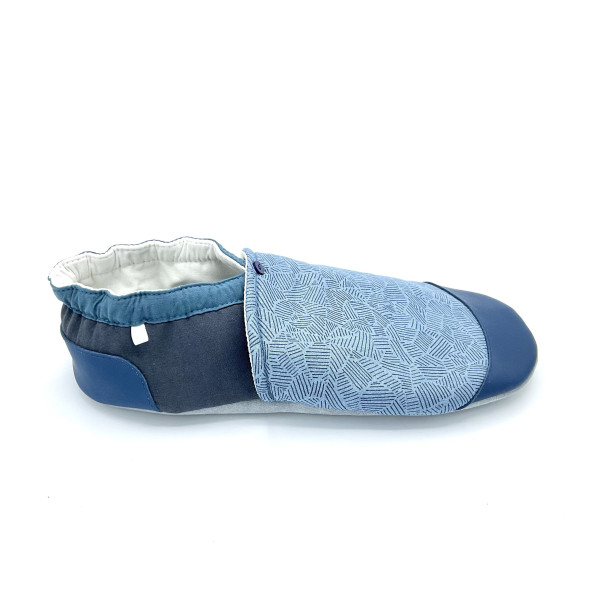 Chaussons cuir souple graphisme bleu confortables légers comme pieds nus - Dont Forget Melanie