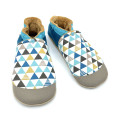 Chaussons adolescents cuir souple Dario triangles bleus - Dont Forget Melanie