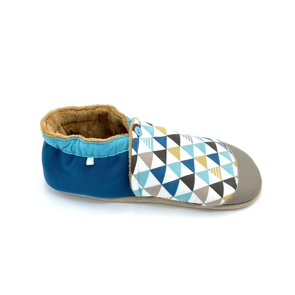 Chaussons cuir souple homme fourrés chauds hiver motif graphique scandinave - Dont Forget Melanie