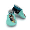 Chaussons souples bébé Gus tissu pois noir vert paresseux raton laveur - Dont Forget Melanie
