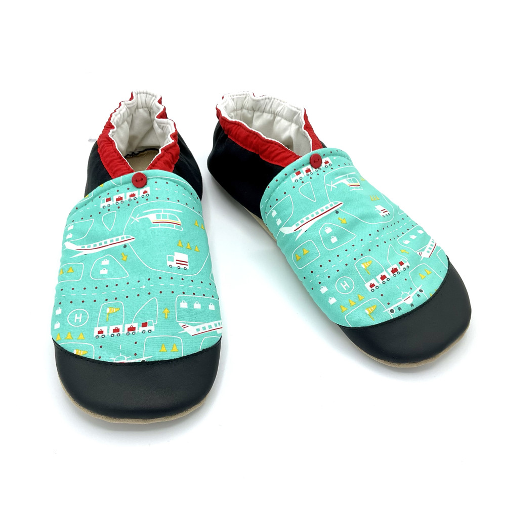 Chaussons cuir souple tiennent pieds adolescents garçon avion originaux - Dont Forget Melanie