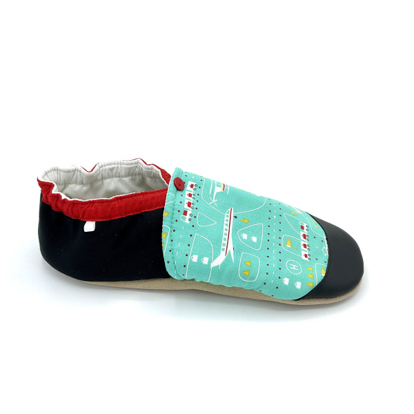 Chaussons cuir souple homme Éole semelles nubuck imprimés avion - Dont Forget Melanie
