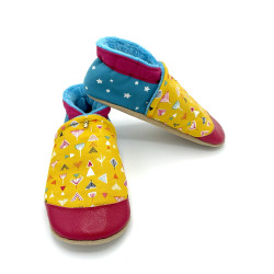 Chaussons en cuir souple imprimés de petits tipis