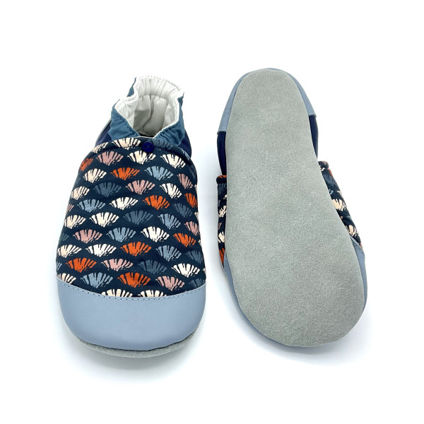 Chaussons Paul homme et femme – motif éventails graphiques coloré