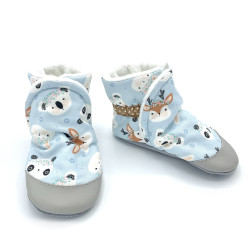 Chaussons bottes fourrées bébé Soan tissu bleu clair lapin panda faon - Dont Forget Melanie