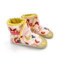 Chaussons bottes bébé cuir Anabelle tissu rose jaune papillons - Dont Forget Melanie