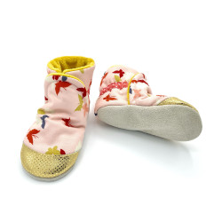 Bottes chaussons enfant Anabelle papillons semelles cuir sans substances nocives